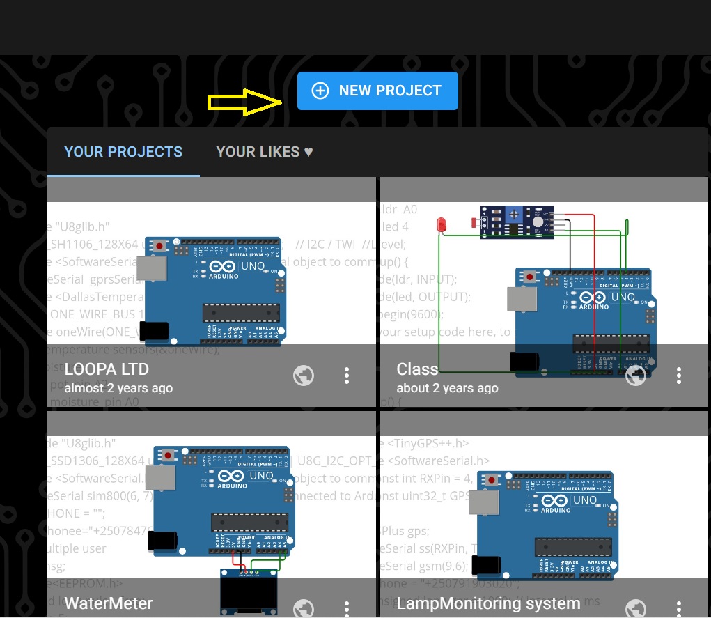 Create new project in Wokwi